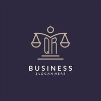 QR initials combined with the scales of justice icon, design inspiration for law firms in a modern and luxurious style vector
