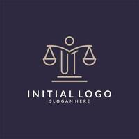 Utah iniciales conjunto con el escamas de justicia icono, diseño inspiración para ley empresas en un moderno y lujoso estilo vector