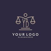 YB initials combined with the scales of justice icon, design inspiration for law firms in a modern and luxurious style vector