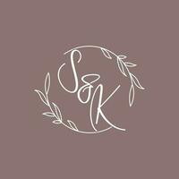 SK wedding initials monogram logo ideas vector