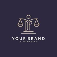 DP initials combined with the scales of justice icon, design inspiration for law firms in a modern and luxurious style vector