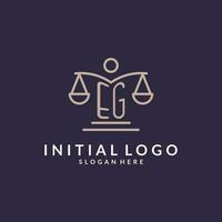 EG initials combined with the scales of justice icon, design inspiration for law firms in a modern and luxurious style vector