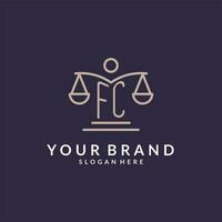 FC initials combined with the scales of justice icon, design inspiration for law firms in a modern and luxurious style vector