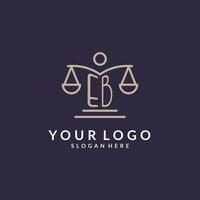 EB initials combined with the scales of justice icon, design inspiration for law firms in a modern and luxurious style vector