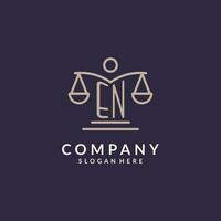 EN initials combined with the scales of justice icon, design inspiration for law firms in a modern and luxurious style vector