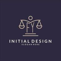 FY initials combined with the scales of justice icon, design inspiration for law firms in a modern and luxurious style vector