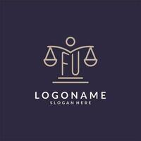 FU initials combined with the scales of justice icon, design inspiration for law firms in a modern and luxurious style vector