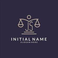 JS initials combined with the scales of justice icon, design inspiration for law firms in a modern and luxurious style vector