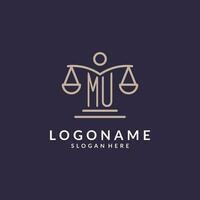 MU initials combined with the scales of justice icon, design inspiration for law firms in a modern and luxurious style vector