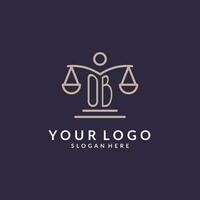 OB initials combined with the scales of justice icon, design inspiration for law firms in a modern and luxurious style vector