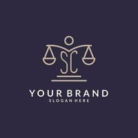 SC initials combined with the scales of justice icon, design inspiration for law firms in a modern and luxurious style vector