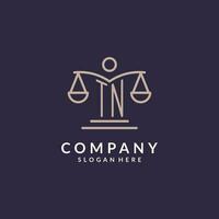 TN initials combined with the scales of justice icon, design inspiration for law firms in a modern and luxurious style vector