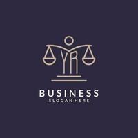 YR initials combined with the scales of justice icon, design inspiration for law firms in a modern and luxurious style vector