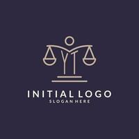 YT initials combined with the scales of justice icon, design inspiration for law firms in a modern and luxurious style vector