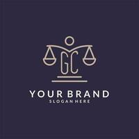 GC initials combined with the scales of justice icon, design inspiration for law firms in a modern and luxurious style vector