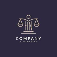 HN initials combined with the scales of justice icon, design inspiration for law firms in a modern and luxurious style vector