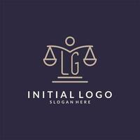 LG initials combined with the scales of justice icon, design inspiration for law firms in a modern and luxurious style vector