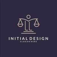 LL initials combined with the scales of justice icon, design inspiration for law firms in a modern and luxurious style vector