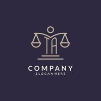 TA initials combined with the scales of justice icon, design inspiration for law firms in a modern and luxurious style vector