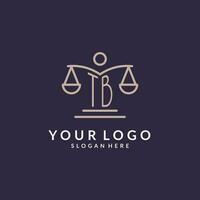 TB initials combined with the scales of justice icon, design inspiration for law firms in a modern and luxurious style vector