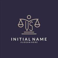 VS initials combined with the scales of justice icon, design inspiration for law firms in a modern and luxurious style vector