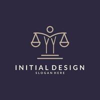 YY initials combined with the scales of justice icon, design inspiration for law firms in a modern and luxurious style vector