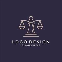 ZX initials combined with the scales of justice icon, design inspiration for law firms in a modern and luxurious style vector