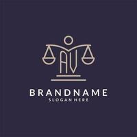 AV initials combined with the scales of justice icon, design inspiration for law firms in a modern and luxurious style vector