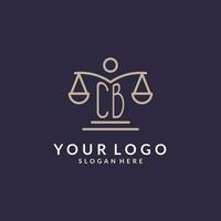 CB initials combined with the scales of justice icon, design inspiration for law firms in a modern and luxurious style vector