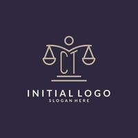 CT initials combined with the scales of justice icon, design inspiration for law firms in a modern and luxurious style vector