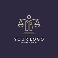 DB initials combined with the scales of justice icon, design inspiration for law firms in a modern and luxurious style vector