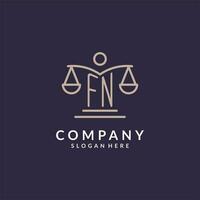 FN initials combined with the scales of justice icon, design inspiration for law firms in a modern and luxurious style vector