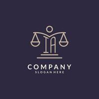 IA initials combined with the scales of justice icon, design inspiration for law firms in a modern and luxurious style vector