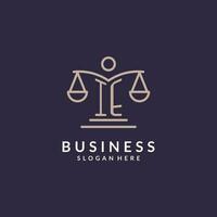 IE initials combined with the scales of justice icon, design inspiration for law firms in a modern and luxurious style vector