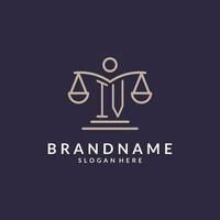 IV initials combined with the scales of justice icon, design inspiration for law firms in a modern and luxurious style vector