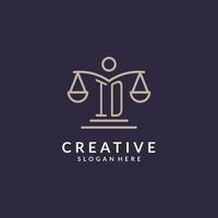 ID initials combined with the scales of justice icon, design inspiration for law firms in a modern and luxurious style vector