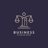 IR initials combined with the scales of justice icon, design inspiration for law firms in a modern and luxurious style vector