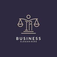 IR initials combined with the scales of justice icon, design inspiration for law firms in a modern and luxurious style vector
