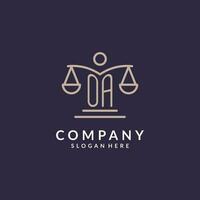 OA initials combined with the scales of justice icon, design inspiration for law firms in a modern and luxurious style vector