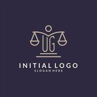 UG initials combined with the scales of justice icon, design inspiration for law firms in a modern and luxurious style vector