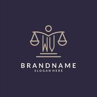 WV initials combined with the scales of justice icon, design inspiration for law firms in a modern and luxurious style vector