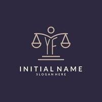 YF initials combined with the scales of justice icon, design inspiration for law firms in a modern and luxurious style vector