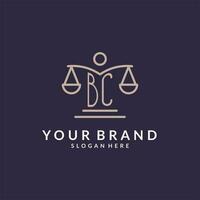 BC initials combined with the scales of justice icon, design inspiration for law firms in a modern and luxurious style vector