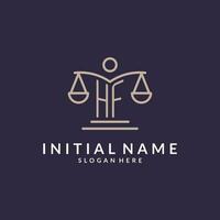 HF initials combined with the scales of justice icon, design inspiration for law firms in a modern and luxurious style vector