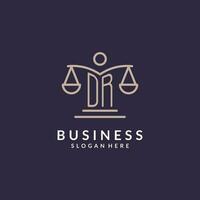 DR initials combined with the scales of justice icon, design inspiration for law firms in a modern and luxurious style vector