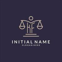 KF initials combined with the scales of justice icon, design inspiration for law firms in a modern and luxurious style vector