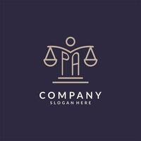 PA initials combined with the scales of justice icon, design inspiration for law firms in a modern and luxurious style vector