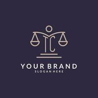 TC initials combined with the scales of justice icon, design inspiration for law firms in a modern and luxurious style vector