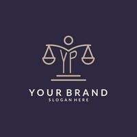 YP initials combined with the scales of justice icon, design inspiration for law firms in a modern and luxurious style vector