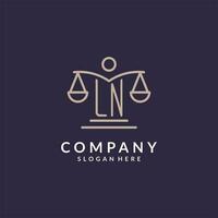 LN initials combined with the scales of justice icon, design inspiration for law firms in a modern and luxurious style vector